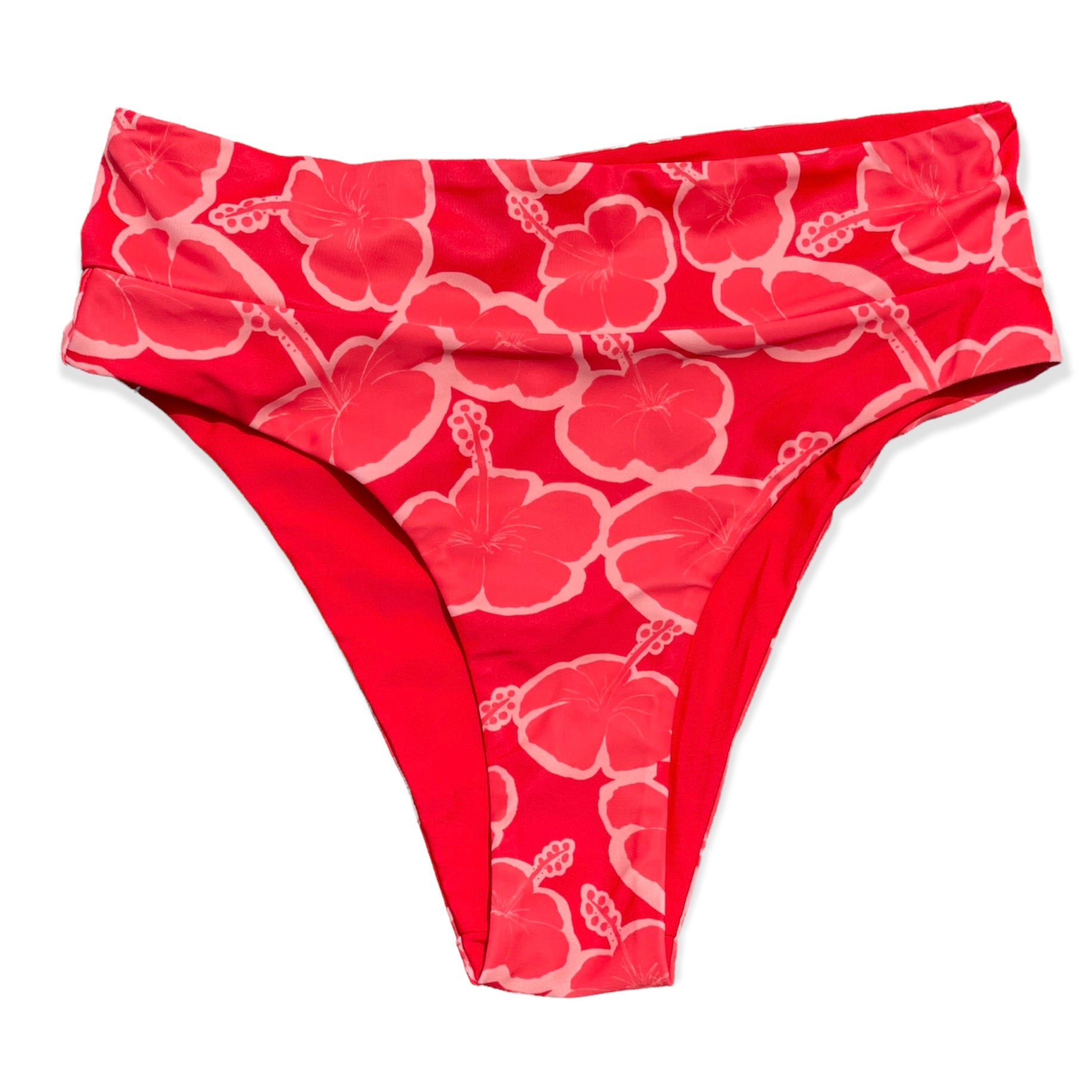 CORAL HIBISCUS REPREVE® Reversible High Waist Bikini Bottom