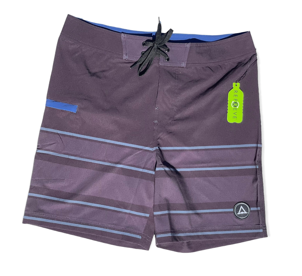 TRI STRIPE Repreve Recycled Performance Elastic Boardshorts Charcoal - PLAY SALTY 