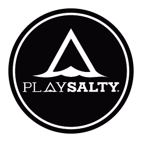 Play Salty Round Emblem Black and White Logo