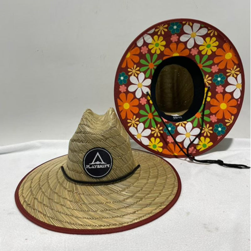 HIPPY FLOWERS Lifeguard Straw Hat - PLAY SALTY 