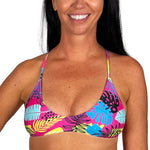 TROPICAL PARADISE “Reversible” Athletic Triangle Bikini Top - PLAY SALTY 