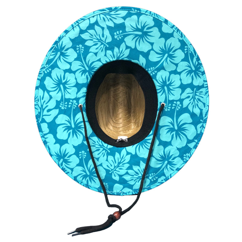 TEAL HIBISCUS Straw Lifeguard Hat - PLAY SALTY 
