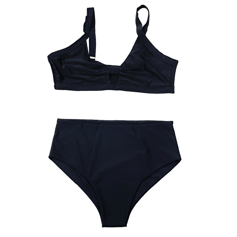 CURVY BLACK Keyhole Bikini Top & Curvy Figure Bottom set - PLAY SALTY 