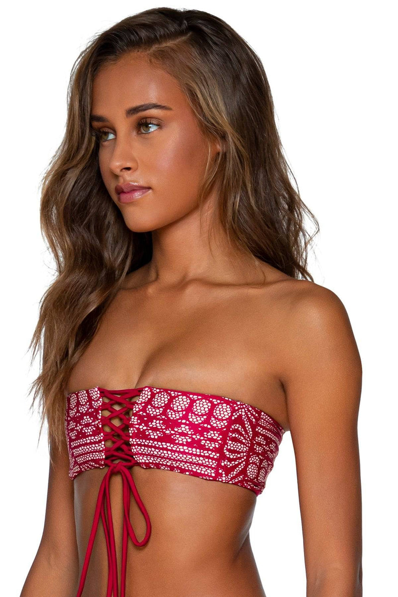 Rio Sands Bandeau Reversible Bikini Top Tribal Zinnia - PLAY SALTY 