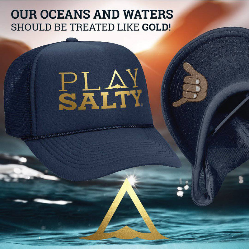 5 Panel Gold Foil Trucker Hat (USE CODE: PLAYSALTY50) - PLAY SALTY 