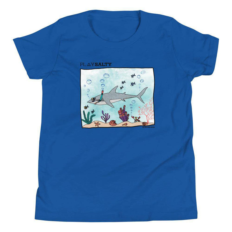 SHARK DIVER Youth Unisex, Eco-Friendly Tee - PLAY SALTY 