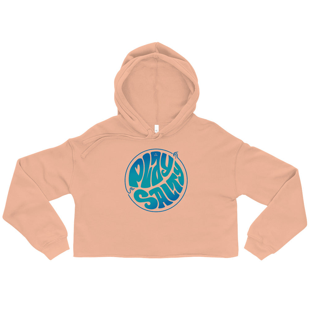 RETRO Ocean Gradient Crop Hoodie - PLAY SALTY 