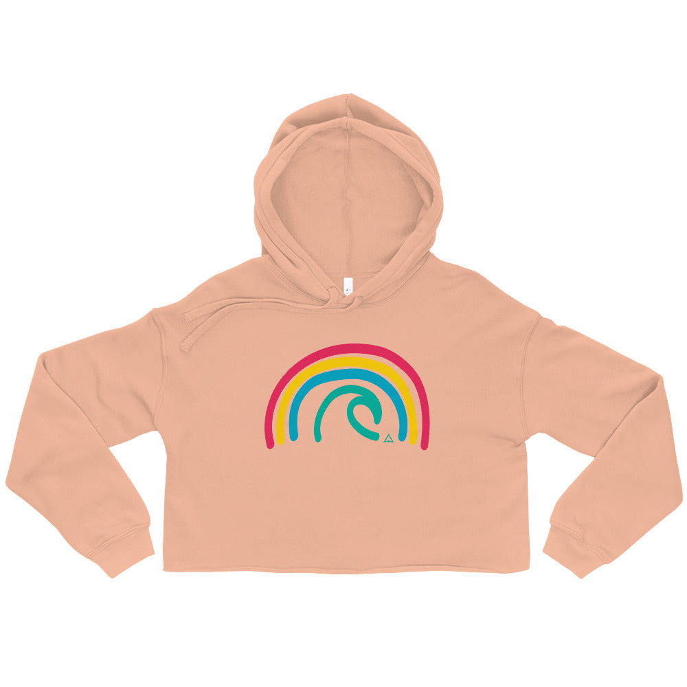 RAINBOW WAVE Crop Fleece Hoodie - PLAY SALTY 